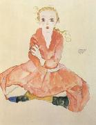 Egon Schiele Seated Girl Facing Front (mk12) Germany oil painting reproduction